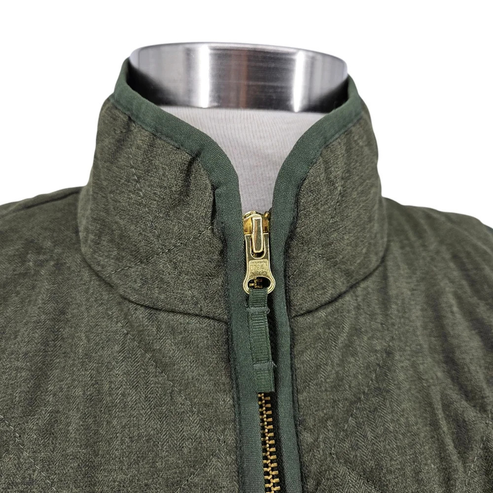 Old Navy Textured Quilted Vest Crocodile Tears Green Sleeveless Zip Up Medium - Picture 2 of 7